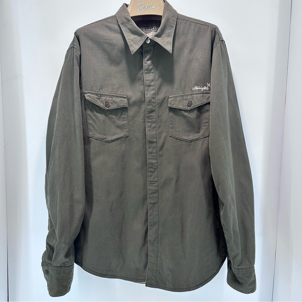 Hurley Freedom Movement Jacket Men’s Lg Military Green Canvas Field‎ Coat Lined